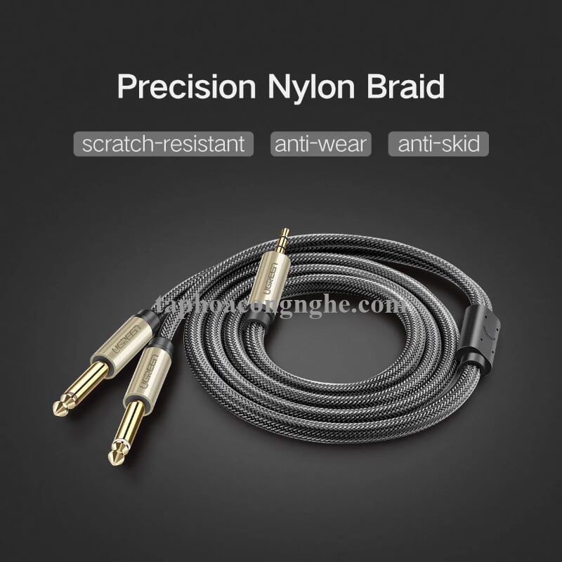 Ugreen 40796 10M Màu Đen Cáp âm thanh 2 đầu 6.5mm dương sang 3.5mm dương cao cấp AV126 30040796